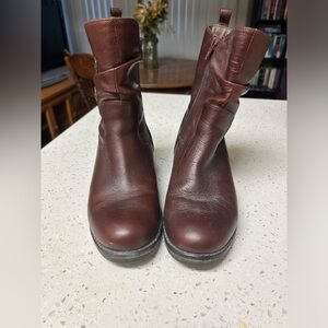 Brown leather boots